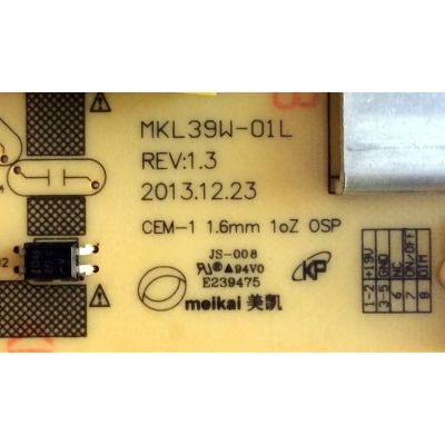 FUENTE DE PODER / JVC 0500-0615-0510 / MKL39W-01L / REV:1.3 / 050006150510 / 0500-0615-0510R / MODELO EM39FT - Imagen 2